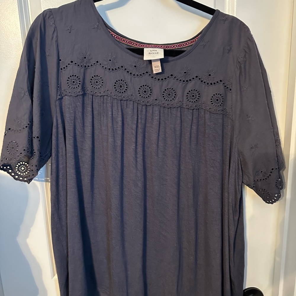 Knox Rose Gray Embellished Relaxed Blouse